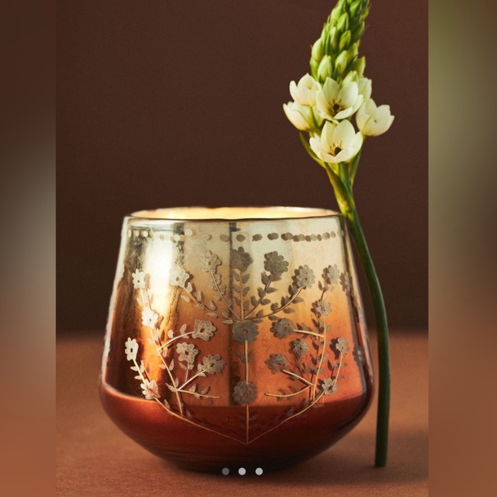 NEW NWT Anthropologie Stella Etched Pumpkin & Sweet Vanilla Large Candle 3 wick